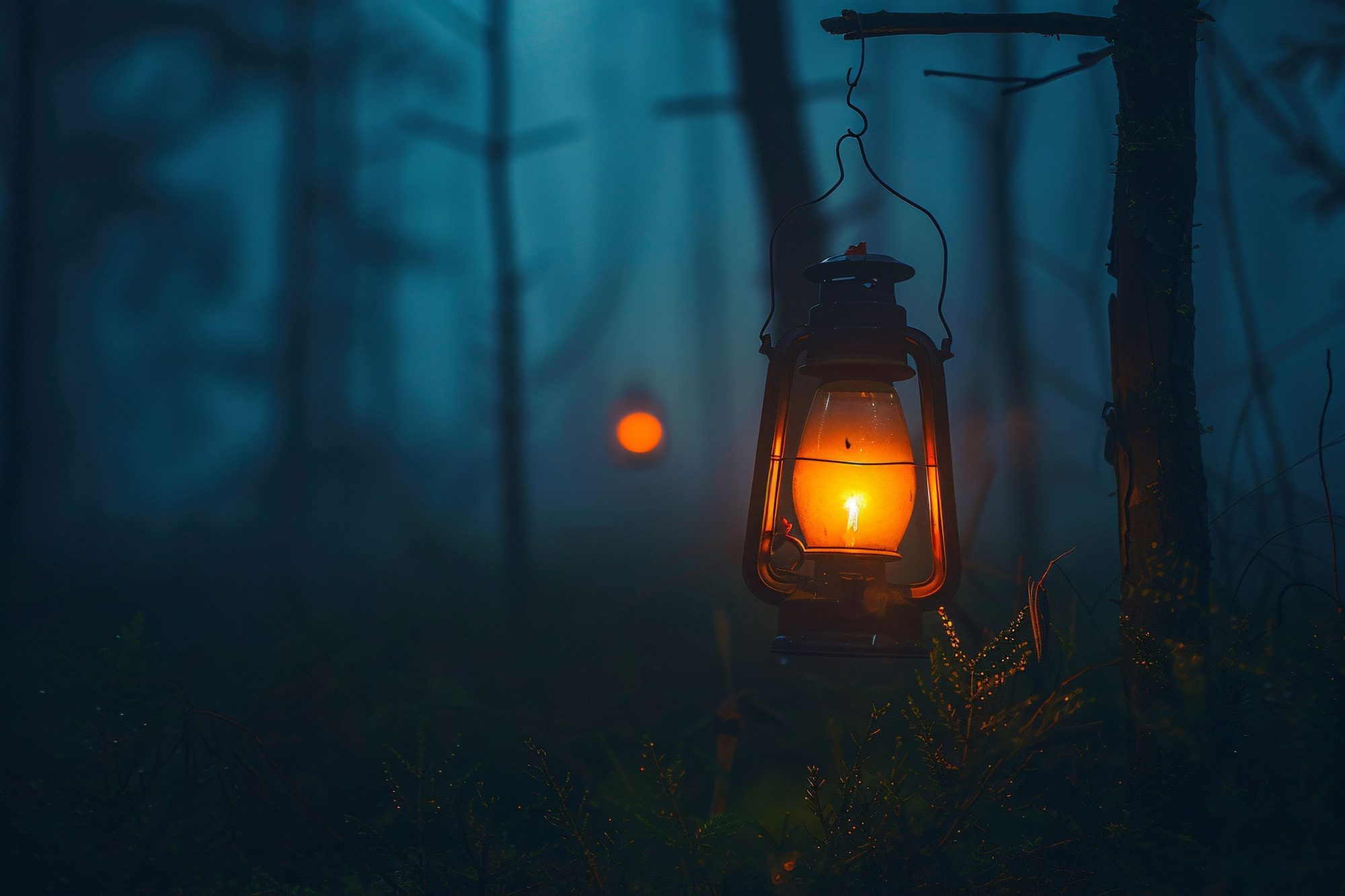 Lantern in a darkness photo